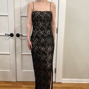 Elegant black lace formal dress